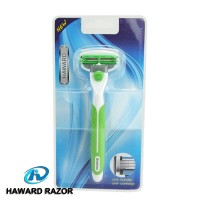 D930L Long plastic handle 3 blade razor with changeable heads